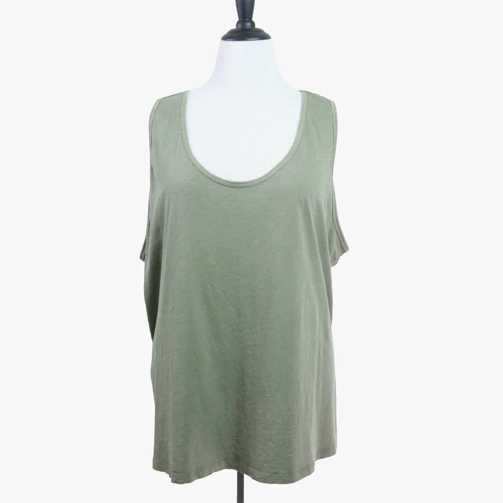 Athleta Size 3X Organic Daily Tank Coop Neck Shadow Olive Green - Picture 2 of 9